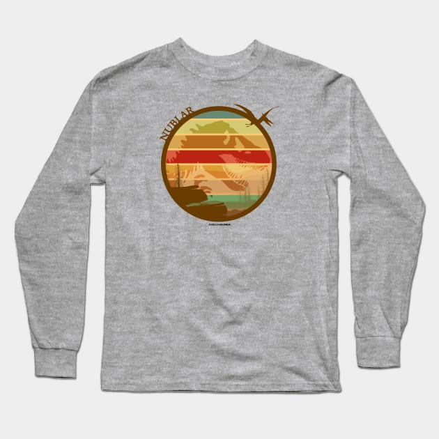 Isla Nublar - Jurassic Tyrannosaurus - Raptor - Sunset Silhouette Long Sleeve T-Shirt by Jurassic Merch